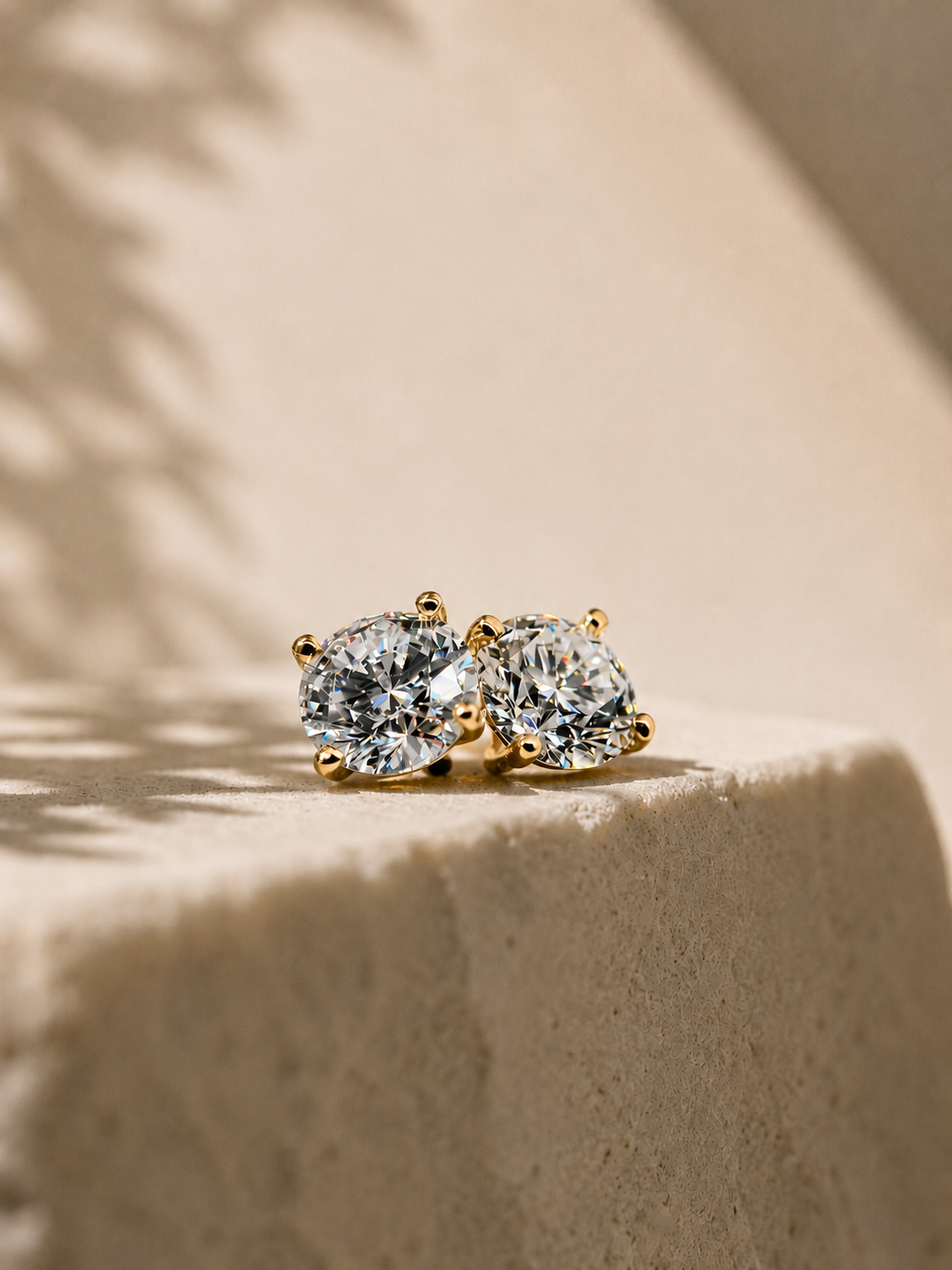 Noble Cut lab-grown diamond studs in solid gold settings